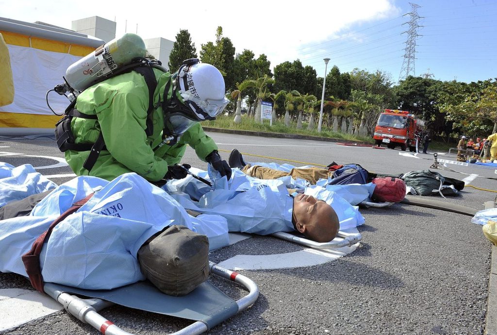 emergency crews during training exercise